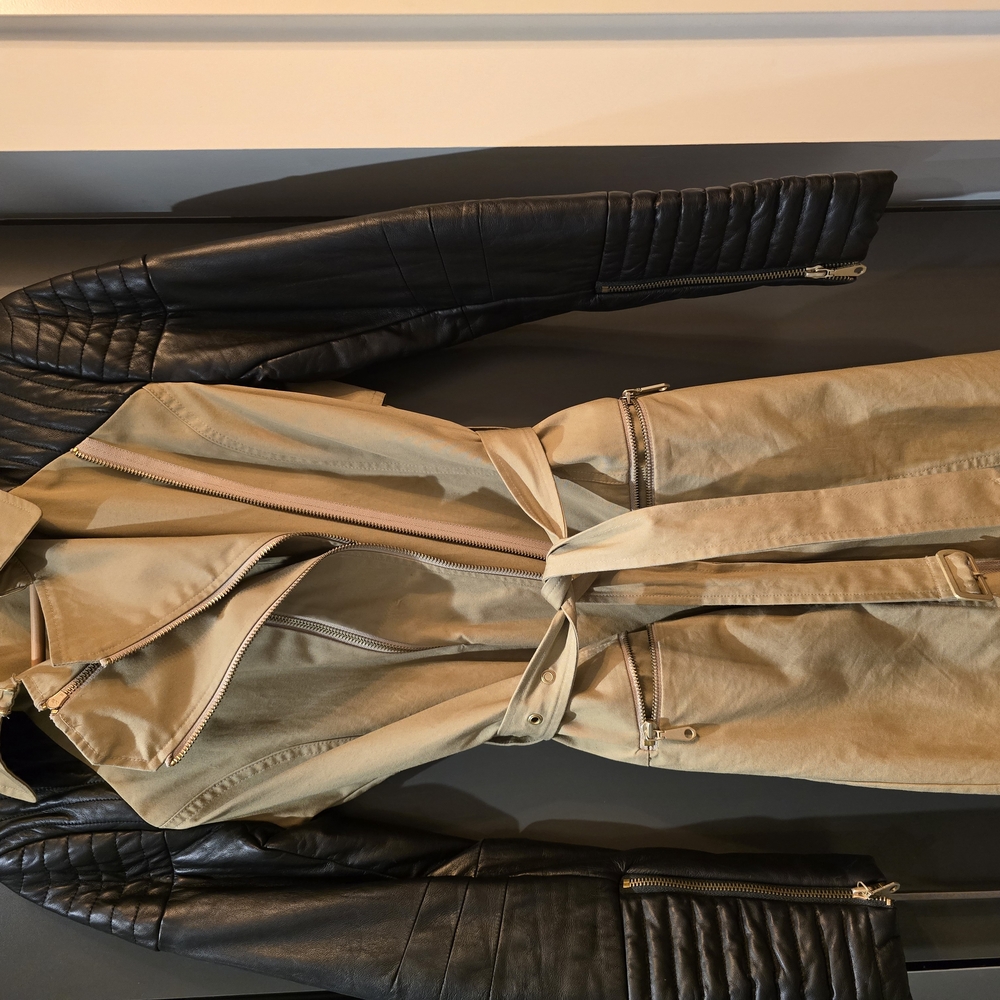Rebecca Minkoff Tan and Black Trench Coat